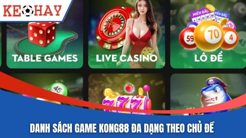 Danh sách game KONG88 đa dạng theo chủ đề 