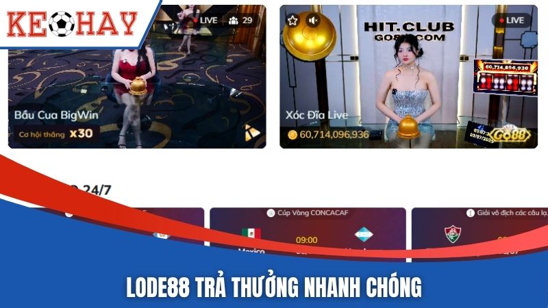 LODE88 trả thưởng nhanh chóng