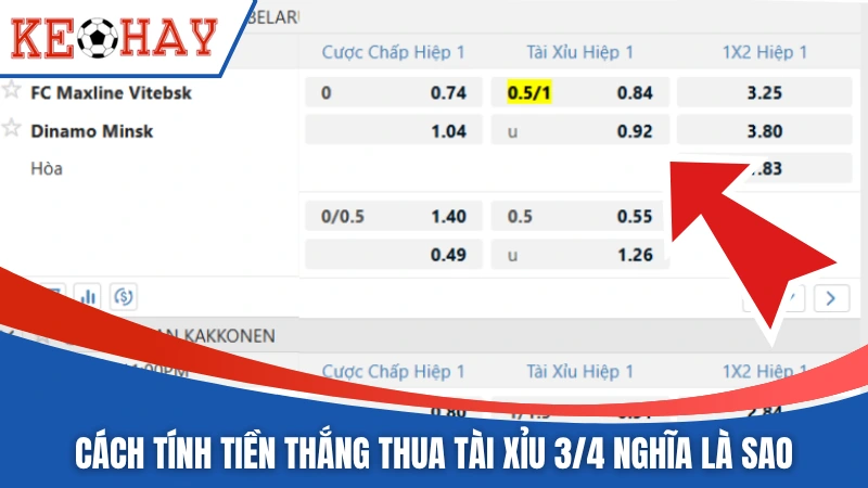 Cách tính tiền thắng thua tài xỉu 3/4 nghĩa là sao